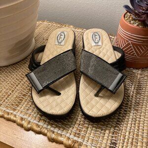Italina Black Sparkle Thong Sandal  EUR 41. US 10